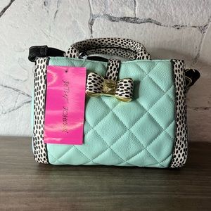 Betsey Johnson mint green polkadot crossbody purse